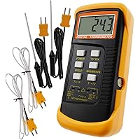 Digital 2 Channels K-Type Thermometer 2 Thermocouples -50~1300°C (-58~2372°F) Handheld High Temperature Kelvin Scale…