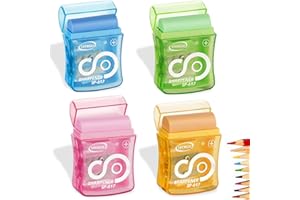 FOKELYI 4Pcs Manual Pencil Sharpener, Double-Hole Pencil Sharpener with Container Manual Compact Portable Pencil Sharpenerfor Kids Adults Students School Class Home Office(Yellow,Pink,Green,Blue)