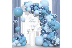 QIFU Kit Arco Palloncini Blu,Palloncini Compleanno Blu, Palloncini Azzurri Diverse Dimensioni 18 12 10 5 Pollici,Palloncini Comunione, Palloncini Blu Per Decorazioni Compleanno Battesimo Bimbo Matrimonio