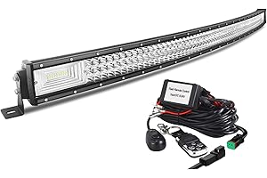 AUXTINGS Curvo 127 cm Barra de luz led, 648W Barras Luminosas led y 12V Remoto estroboscópica Kit de cableado para Off Road camión Coche SUV 4x4,Foco Inundación Combinado 6000K lámpara de conducción