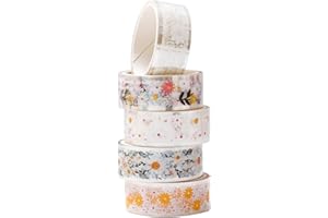 KAVI' S 5 rouleaux Fleur Washi Tape Ruban Adhésif Papier Décoratif PET Masking Tape pour Scrapbooking Artisanat de Bricolage (Daisy)