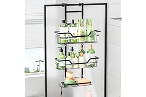 LPAMABA Portaoggetti Doccia da Appendere al Vetro Mensola per Doccia da Appendere Scaffale Doccia da Appendere Senza Foratura Portasapone Doccia da Appendere, per Spessore Inferiore a 4,5 cm, Nero