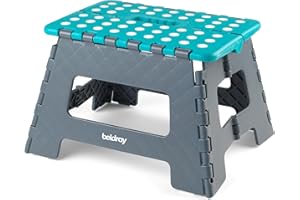 Beldray LA032289FEU6 Folding Step Stool – Small Footstool With Carry Handle, Portable Lightweight Plastic Step, Foldable Compact Storage, Strong/Sturdy, Max Weigh 150KG, For DIY/Cleaning, Blue/Grey