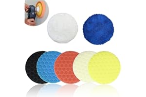Pmueuff Lot de 7 tampons de polissage de 150 mm en nid d'abeille, tampon de polissage de voiture avec fibre haute, embout de polissage pour visseuse excentrique