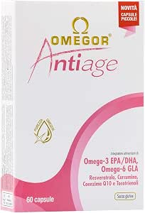 OMEGOR Antiage | Integratore per la Pelle | Omega 3 EPA/DHA e Omega 6 GLA |  Resveratrolo, Curcumina, Alfa Lipoico, Coenzima Q10, Tocotrienoli | 60  capsule : Amazon.it: Salute e cura della persona