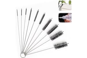 KITNISH Strohhalm Reinigungsbürste,10 Stück Pfeifenreiniger Bürste,Milchschlauchbürste Für Reagenzgläser Teekannendüsen Glas Strohhalm Bürste Set Schwarz Nylon Flaschenbürste.