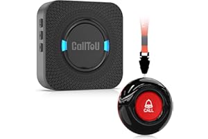 CallToU Wireless Personal Alarms for Elderly, Caregiver Pager System with Elderly Alarm Call Button, Fall Alarm for Elderly, Call Bell for Elderly with1 UK Plug-In Receiver 1 Waterproof Button