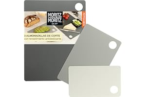 Moritz & Moritz 3x Tabla Cortar Flexible - Tabla Corte Cocina- 3 Tamaños - Tabla de Cortar Plastico 2mm de Grosor - Superficie Antideslizante para un Corte Seguro - Juego tablas de cortar cocina