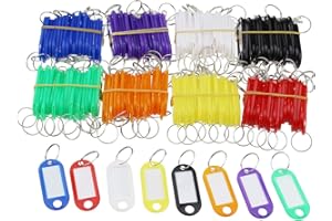 Goodma 160 Stück 8 Farben sortierte Schlüsselanhänger aus Kunststoff, ID-Etiketten mit geteiltem Schlüsselring