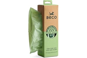 Beco Dog Poop Bags - Strong & Large - 300 Bags (XL Roll) Tissue Box Dispenser, Unscented, for Dog Waste