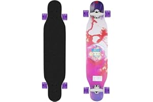 WeSkate Longboards - Skateboard da 106,7 cm, per ragazze, adulti, principianti, completo con cuscinetti ABEC-9, 8 strati in acero Drop-Through Freeride Skateboards Cruiser con strumento