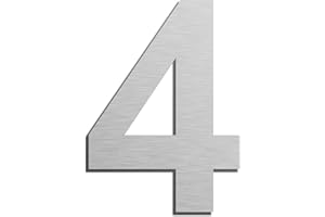 Ywonoby Numéro de maison extérieur moderne brossée，75mm Numéro de porte autocollant en acier inoxydable，Plaque de numéro de maison et Numéro de Boite aux Lettres ，Argent (4)