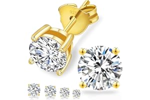 KRKC & CO KEEP REAL KEEP CHAMPION KRKC&CO Moissanite Stud Earrings, 5.5-7.5MM Diamond Earrings for Men, 925 Sterling Silver Earrings Hypoallergenic Studs, Gold Earrings, 1.2-3 CT Diamond Sparkly Solitaire Earrings for Men