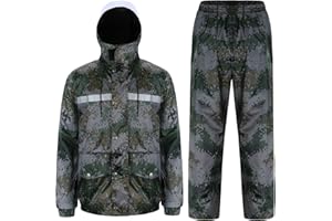 Yukirtiq Traje de Lluvia Para Hombres 2 Piezas Impermeable Conjunto de Chaqueta y Pantalón de Lluvia Traje Impermeable de Trabajo Reflectante