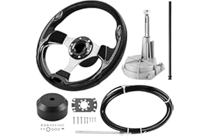 Acclcors Sistema de dirección de barco mecánico rotativo de 487 cm, cable de control fueraborda, sistemas marinos para yates, pesca y otras embarcaciones - con volante