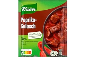GENERICO Paprika-Gulasch - Condimento tedesco per una preparazione veloce senza additivi, gulasch di peperoni- 4 porzioni - Miscela pronta in un attimo - Compatibile con Knorr Fix - 48g
