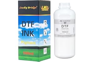Lucky Bridge White DTF Ink 1x1000ml Premium Pigment Ink for PET Film Heat Transfer Printing Refill ink for all Epson DTF Printer with printhead DX5 DX7 5113 XP600 I3200 etc.- (1000ml) - FR