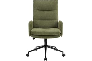 IWMH Krzesło do biura domowego, krzesło biurkowe z wysokim oparciem, tapicerowane krzesło biurowe z kółkami i podłokietnikami, fotel o regulowanej wysokości, ergonomiczne obrotowe krzesło biurkowe