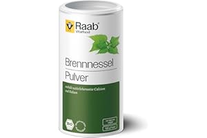 ‎RAAB VITALFOOD Raab Vitalfood Bio Brennnessel-Pulver mit natürlichem Calcium, Magnesium und Kalium, laborgeprüft, für Smoothies und Müsli, 160 g, Grün