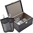 Faraday Box & 2 Pack Faraday Pouch for Car Keys,Small Faraday Bag for Key Fob Protector,Anti-theft Car Key Signal Blocker Box for Keyless Entry