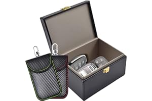Boîte Anti RFID & Lot de 2 Signal Blocage Faraday Pochette Sac, Pochettes Faraday pour Clés de Voiture, Boîte Antivol de Blocage de Signal pour Entrée sans Clé