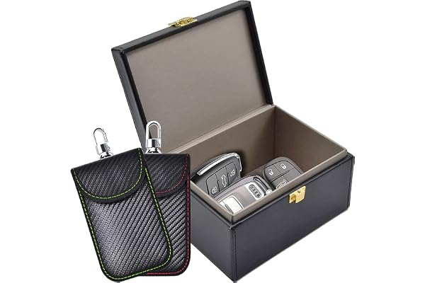 Boîte Anti RFID & Lot de 2 Signal Blocage Faraday Pochette Sac, Pochettes Faraday pour Clés de Voiture, Boîte Antivol de Blocage de Signal pour Entrée Sans Clé