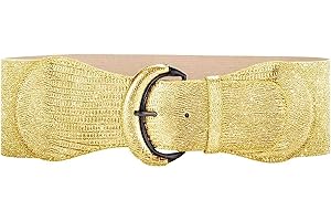 TBSCWYF Cinturon Mujer Elastico vestido cinturón de piel Cinturón Elástico Ancho con Hebilla de Metal Retro Cinturones de Mujer Anchos Señoras de Cintura Elástica Cinturón, Falda, Camisa, Pantalones