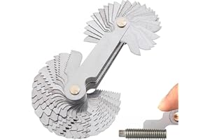 DONOONIS 52 Blätter Edelstahl Gewindelehre,Messkeil,Metrisch 60Grad 0,25-6,0 mm Und Whitworth Gewinde 55Grad 4G - 62G Gewindeschablone Feingewinde Messwerkzeug, Metrisch 24blatt Und Zoll 28blatt