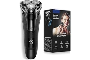 VEAPRIZPER Electric Razor for Men, Shavers for Men with Pop up Trimmer and Travel Lock, Upgrade Rechargeable Rotary Beard Shavers with Led Display(Light Black)