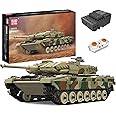 Mould King 20020 MOC Technique Leopard 2 Tiger Remote Controlled with Electric Gyroscope and Sound, Transporter Tank, Clamp Blocks Kit (1091 pcs)