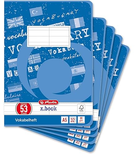 Brunnen – 104348502 Vocabulary Book A5 Premium Line, 32 Sheets Lined With Divisions