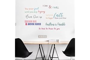 DIYJEP Motivational Wall Decals, Inspirational Wall Quotes Sticker, Colorful Positive Sayings Art Lettering Decor,Office Word Decal Peel and Stick Vinyl Motto Wall Stickers,Spiritual Decal for Company