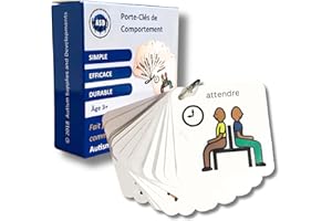 AUTISM SUPPLIES AND DEVELOPMENTS Porte-clés Comportement Autisme - Support Visuel Rappelle Attentes Comportementales Enfants – 22 Pictogrammes Autisme – Outil pour Maternelle/TSA/TDAH