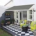 Greenbay 3m Electric Awning - UV Resistant Outdoor Patio Shade Shelter Gazebo Canopy Complete with Fittings, Remote Control and Winder Handle - Grey