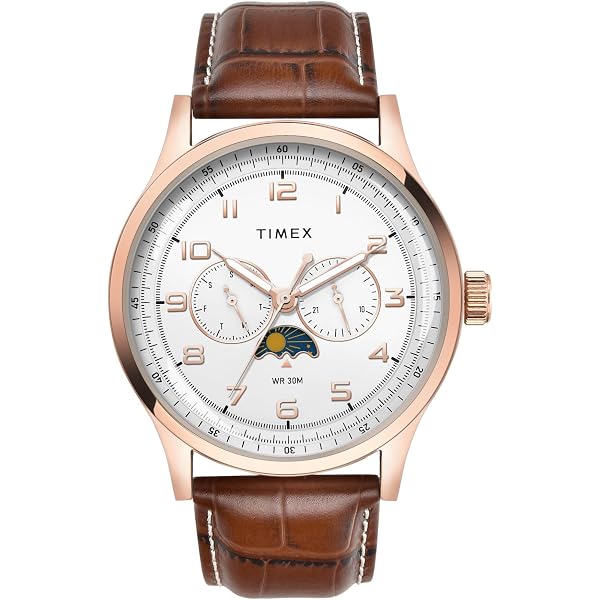 OMAX Men's Watch: Blue Dial, Blue Leather Strap, Rose Gold Case