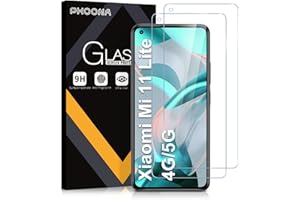 Phoona Zestaw 2 sztuk szkła hartowanego do Xiaomi Mi 11 Lite/Mi 11 Lite 5G NE, szkło hartowane 9H, odporne na zarysowania, bez pęcherzyków, wysoka rozdzielczość, folia ochronna na ekran do Xiaomi 11