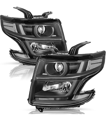 KEEKPO - For [Halogen Model] 2015-2020 Chevy Suburban|Tahoe Black LED DRL Projector