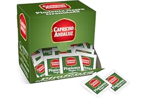 CAPRICHO ANDALUZ Pimienta Negra en Sobres 0,2g - Expositor 300 Unidades - Formato Higiénico para Restauración y Servicio de Mesa