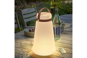FUYO Lámpara de Mesa Recargable LED Luz de Mesa al Aire Libre Inalámbrica Control Remoto 8 Colores RGB Atenuador Lámpara de Jardín IP44 Impermeable Para Exteriores, Camping, Dormitorio, Mesa de Comedor