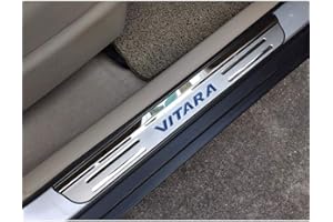 AILZNN TravesañOs De La Puerta Placa Desgaste para Suzuki Vitara 2015-2020, Protector Umbral Puerta Coche Inoxidable Bienvenidos Guardias Placa Pedal Accesorios para Coche, 4 Piezas