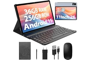 BEYNIVAN Tablet 11 Pollici Android 15 Tablet,Doppio SIM 4G LTE+5G WiFi,Octa-Core 2.0Ghz,2000x1200 FHD/36GB RAM+128GB ROM/9580mAh/Face Unlock/OTG/GPS-Tablets in Offerta con Tastiera e Mouse,Grigio