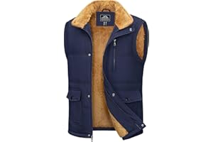 MAGCOMSEN Men's Outerwear Gilets Winter Fleece Lined Body Warmer Sleeveless Jacket Outdoor Work Gilets with 4 Pockets