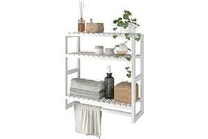 Bamworld Estantería flotante de bambú para baño, 3 niveles, multifuncional y ajustable, organizador de baño para ahorrar espacio, para montaje en la pared, utilizado en la cocina (mujer), GA01-1-uk