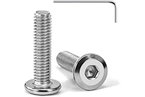 Tunejoy Tornillos de Cabeza Plana M6 x 25 mm Tornillo de Cabeza Hexagonal de Acero Inoxidable A2 V2A Perno de Muebles con llave Allen Rosca Completa 20 Piezas