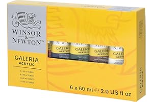 Winsor & Newton Galeria Set De 6 Tubos De Pintura Acrílica, 60 ml (Paquete de 6), 360