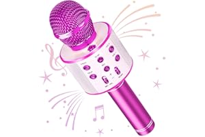 Wowstar Wireless Microphone, Karaoke Bluetooth Microphone for Kids Adults, Portable Toy Karaoke Mic Speaker Machine, Home KTV Player Support Android & iOS Devices for Party Singing (Violet)