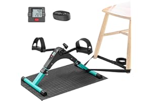 Trintion Mini Exercise Bike, Pedal Exerciser with LCD Display, Leg Exercise Machine, Portable Folding Trainer Adjustable Resistance Fitness Exercise Equipment with Non-Slip Mat and Fixed Strap