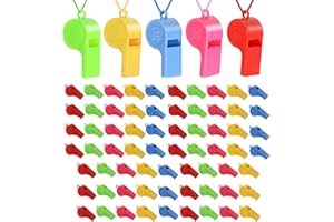 HUAMIRRA Fischietto, 72 Pezzi Fischietti di Plastica, Fischietto con Cordino, Sporting Fischietto per Arbitro, Fischietto per Arbitri, Insegnanti, Studenti