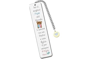 HZBLAZ Papà Segnalibri Festa del Papà Apprezzare Regalo Uomo Segnalibro Padre Figlia Amore per Sempre Regalo Compleanno Miglior Papà Mondo Felice Apprezzare l'amore Citazioni Ricordi Natale Ringraziamento