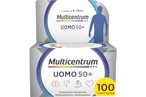 Multicentrum Uomo 50+ Integratore Alimentare Multivitaminico Completo, con Vitamina D3, Supporto Contro la Stanchezza per Uomini oltre 50 anni, 100 Compresse​